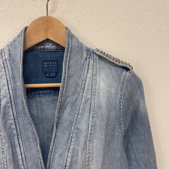 VTG 90's Guess Light Blue Studded Denim Jacket sz Small - Picture 5 of 9